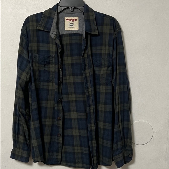 Wrangler Navy and Olive Plaid Shirt - Picture 1 of 2